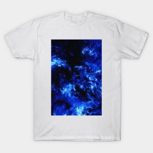 Dark Arctic Splash Black and Blue Abstract Artwork T-Shirt